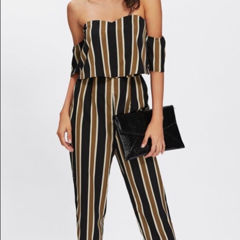 Striped off the shoulder Jumpsuit